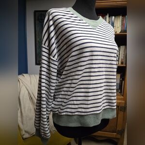 Madewell Velour Striped Sweatshirt Size L